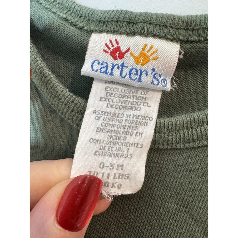 Carter's Romper Baby Boys 0-3‎ Months Green Bugs On The Go One Piece Vintage